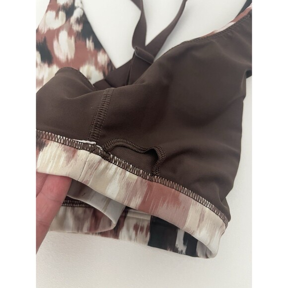 Aerie | OFFLINE Shine Strappy Back Sports Bra in Coco Cream Brown Print Large - Picture 9 of 13